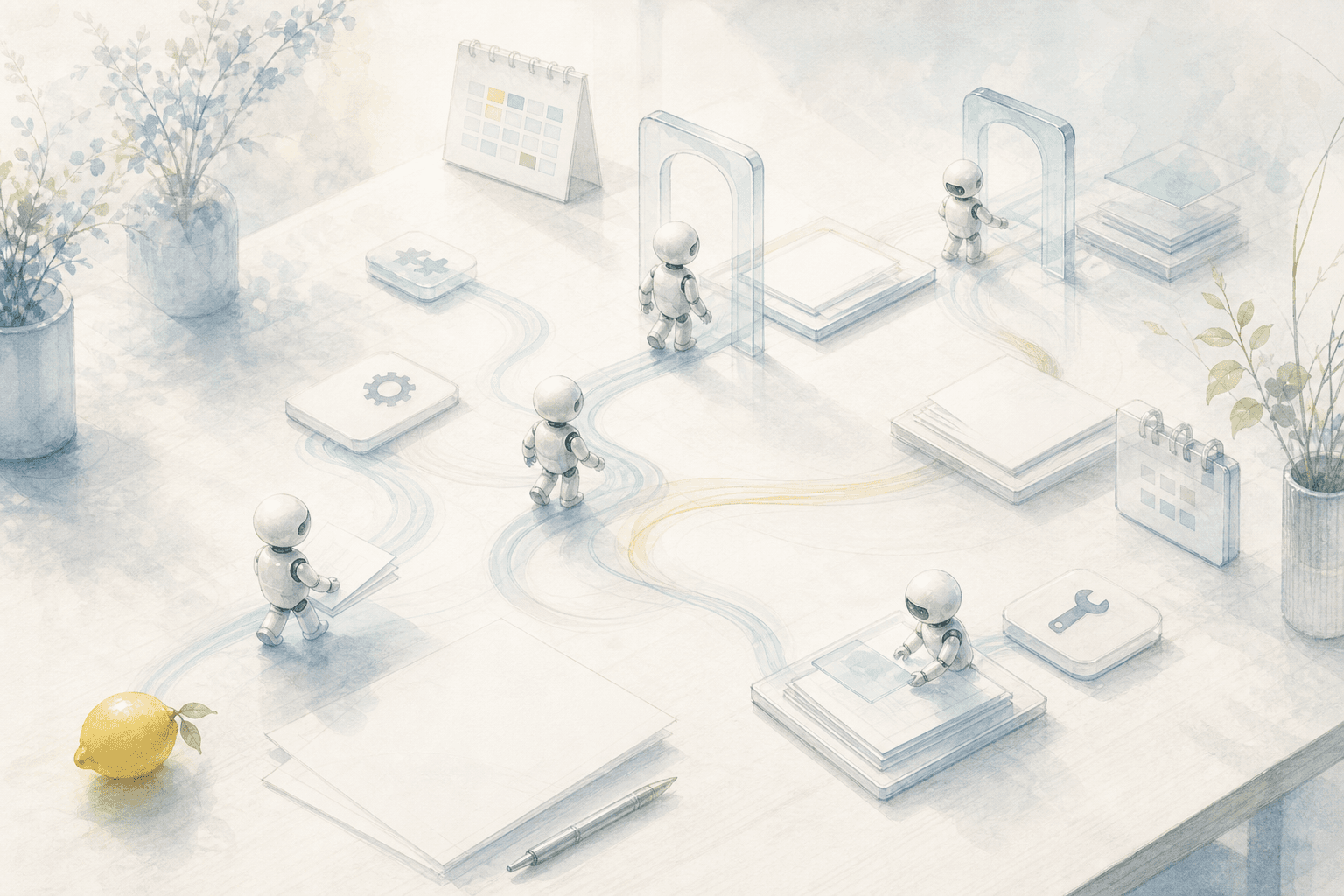 AI agents moving through enterprise workflow gates