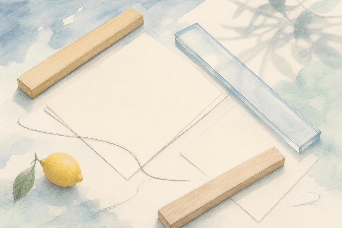 Three quiet rulers on a restless desk
