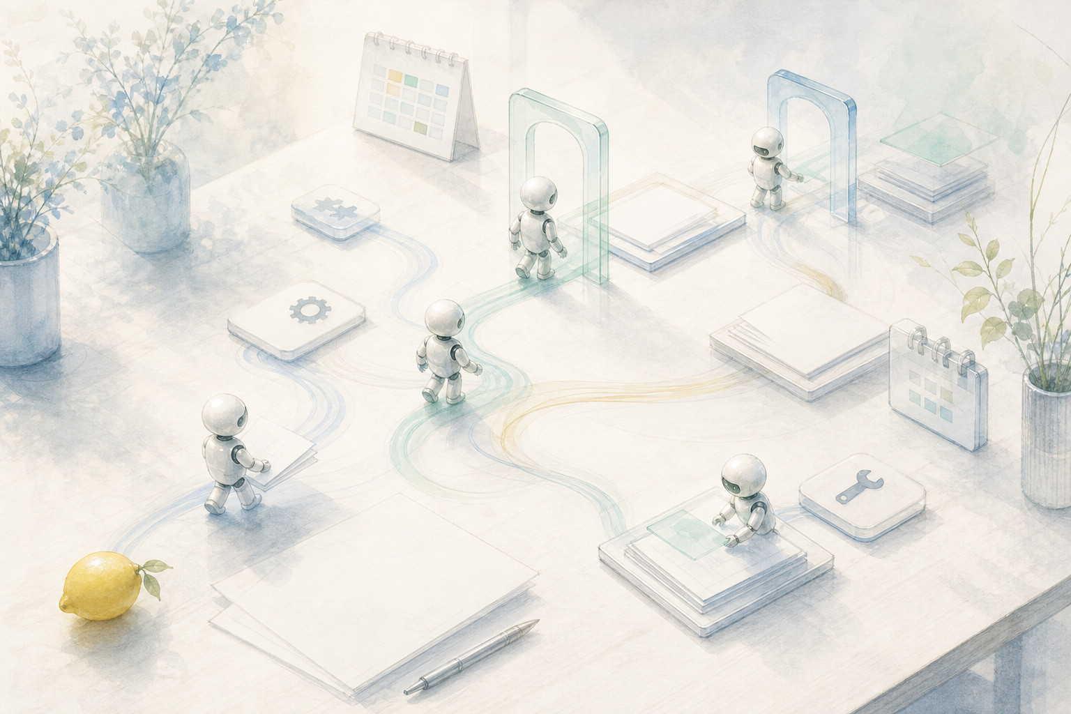 AI agents moving through enterprise workflow gates