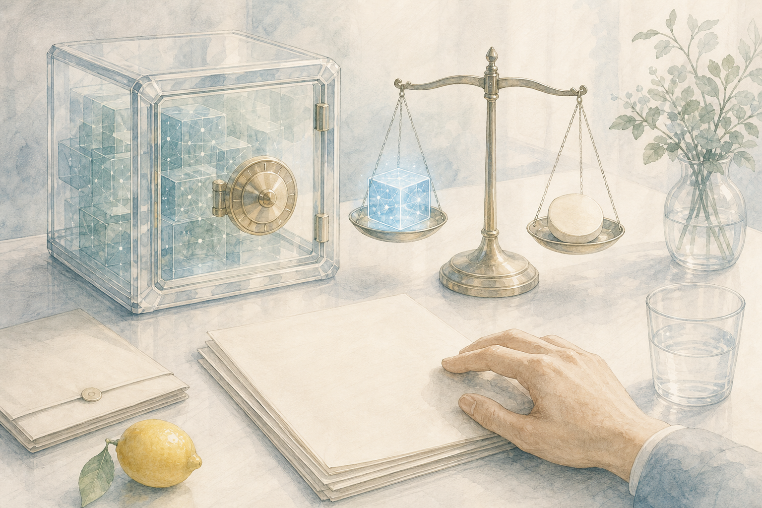 A transparent data vault and balance scale for AI and human credit judgment