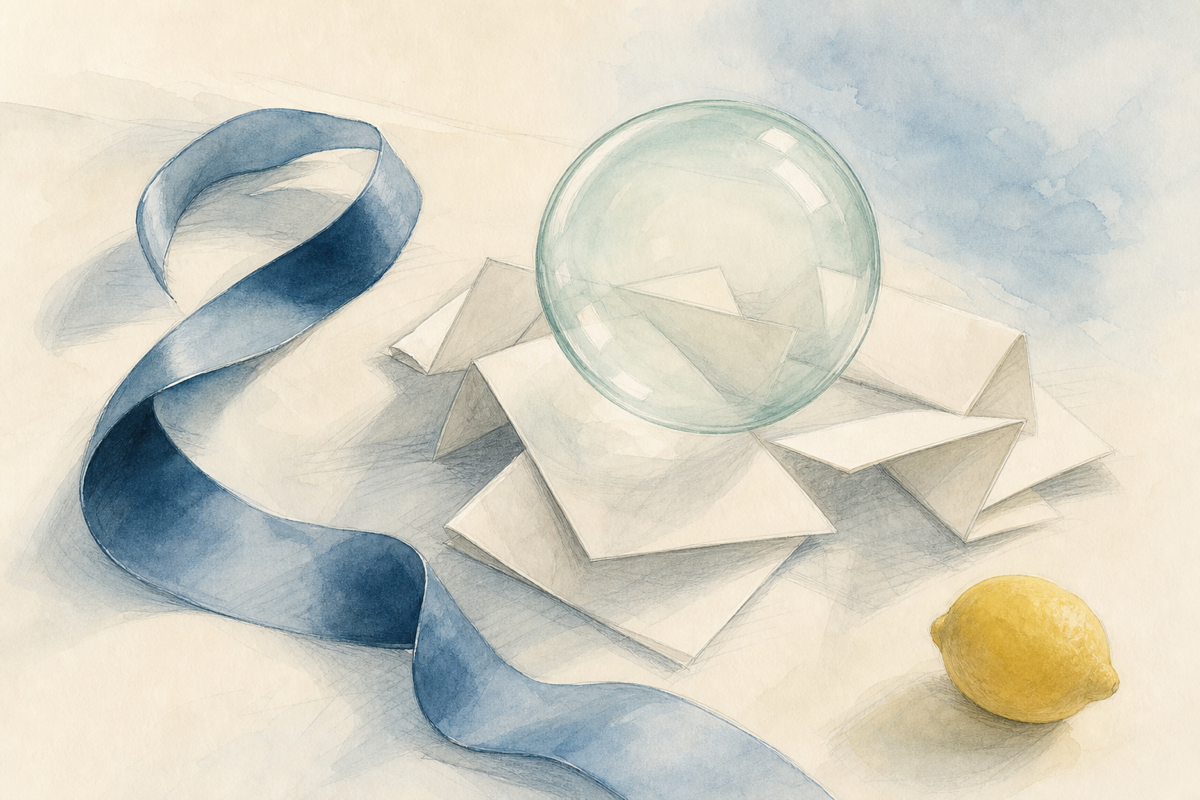 A glass bubble holding air above blank option slips